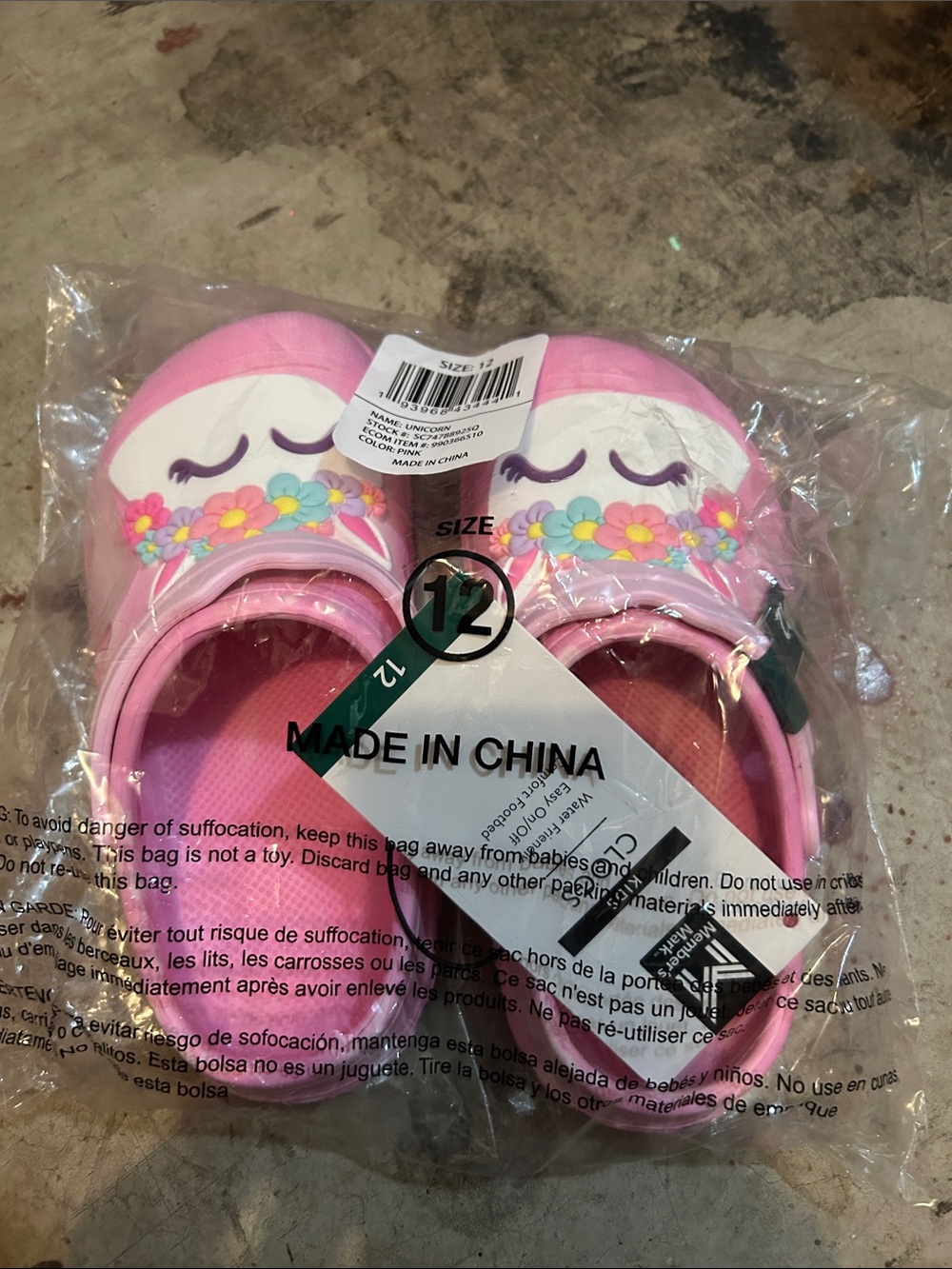Pink Unicorn Kids Clogs with Floral Charm - Picture 3 of 4